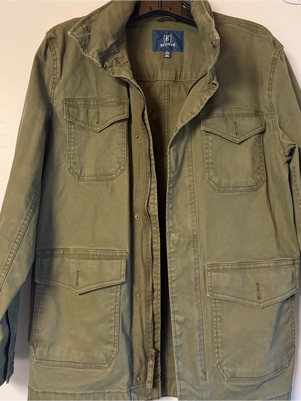 George Olive Military Field Jacket with Utility Pockets